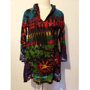 Kathmandu Tie-Dye Dress/Tunic/Hoodie, Sz M/L, Festival Wear